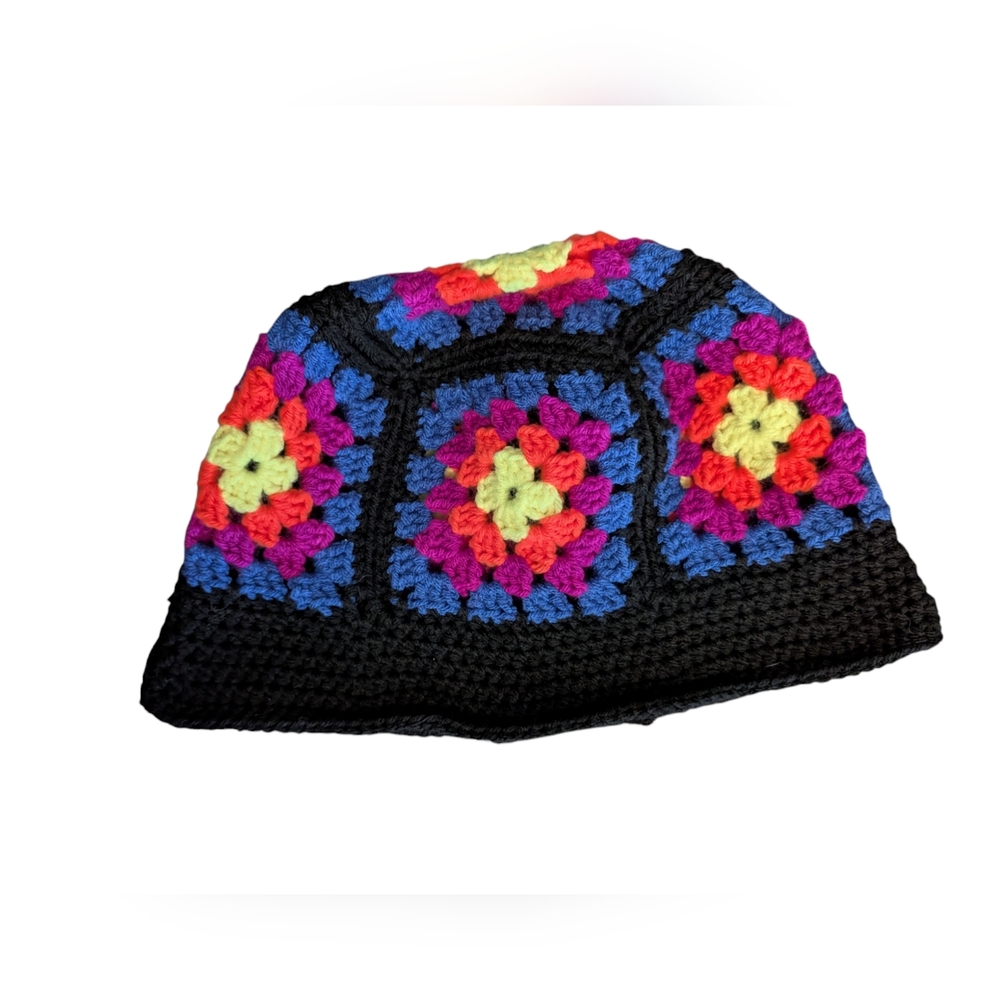 Neon granny square bucket hat